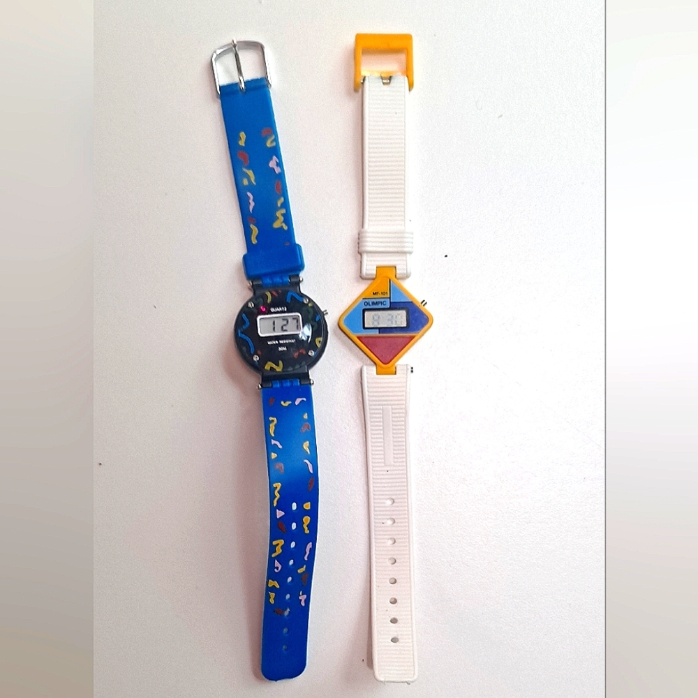 Vintage lot of Blue and White Digital Watches